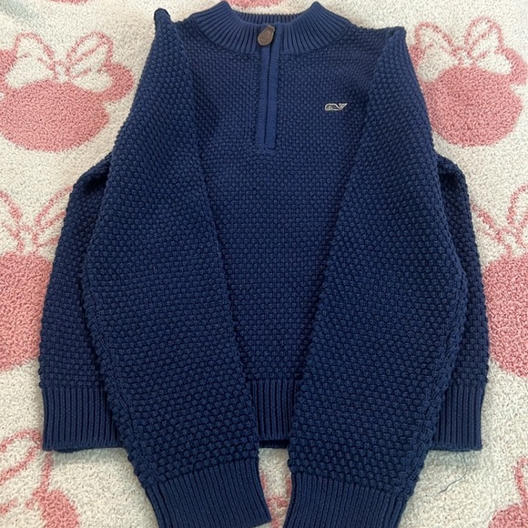 Vineyard Vines Ribbed V Neck Zippered Pullover Thick Textured Sweater. - Picture 2 of 10